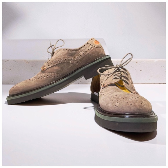 Cesare Paciotti Suede Wingtip Derby Shoes Taupe Chunky Sole Italian Luxury | 9 main image 12
